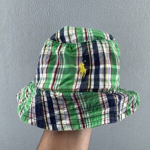 Vintage Polo Ralph Lauren Bucket Hat Mens Large Madras Plaid Cotton Y2K